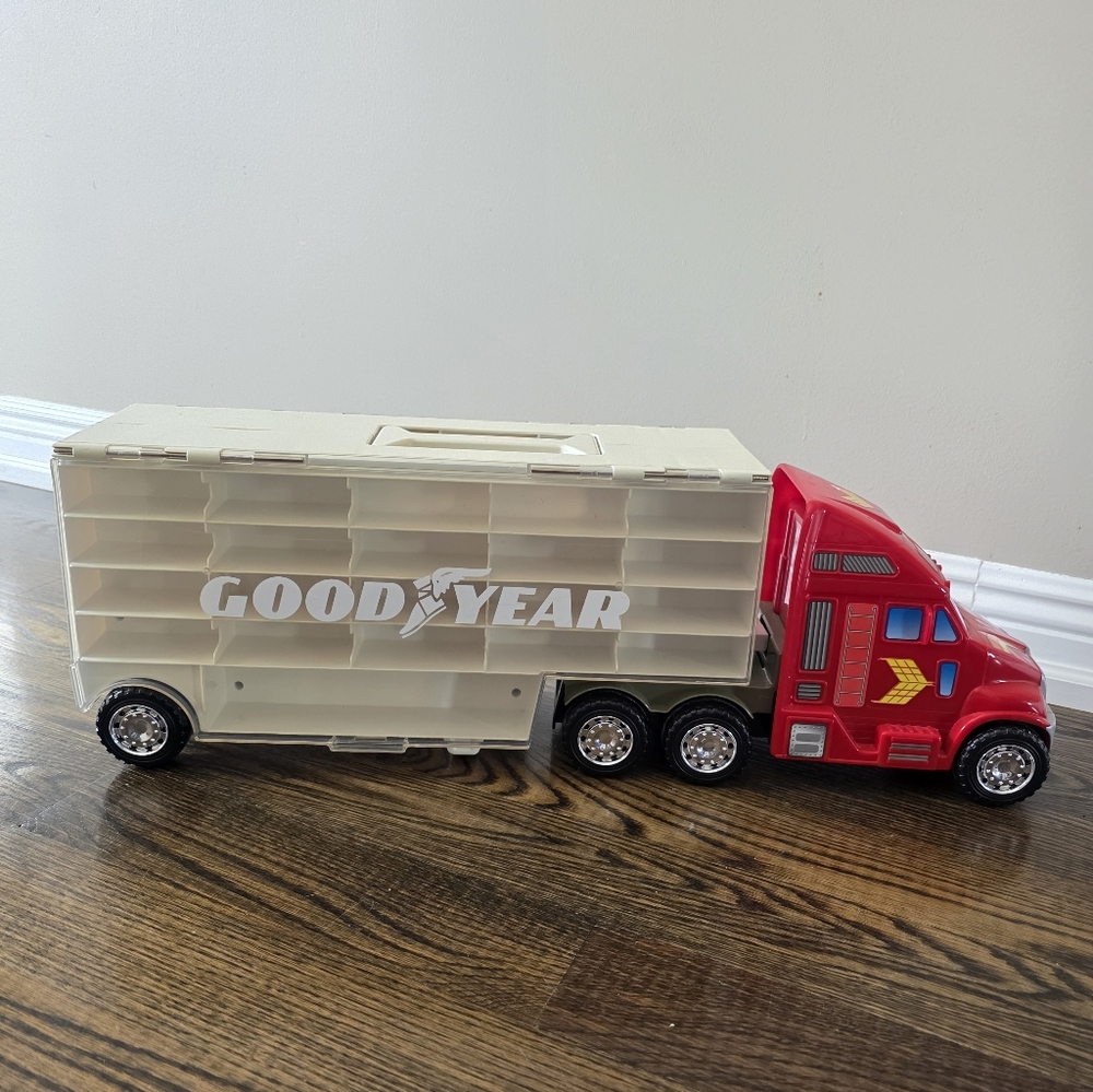 Vintage Pedbox Goodyear Truck Toy Car Carrier Storage Case w/ Diecast Cars 1999 - Picture 5 of 10